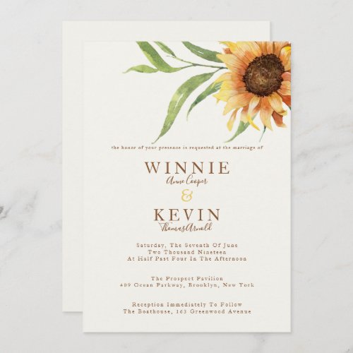 Summer Sunflower Wedding Invitation