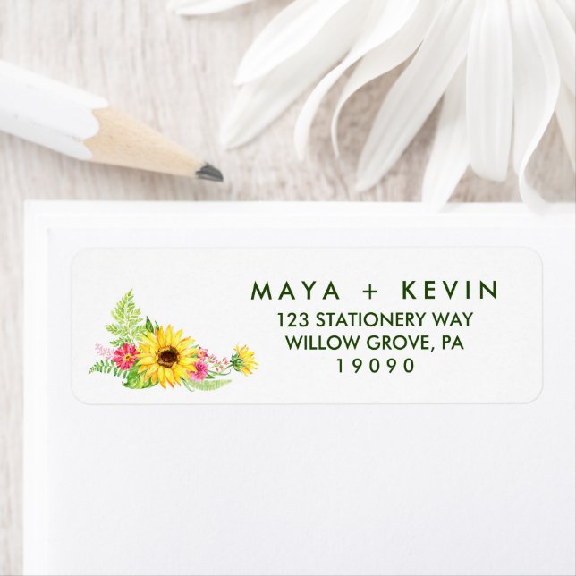 Summer Sunflower Wedding Label (Insitu)