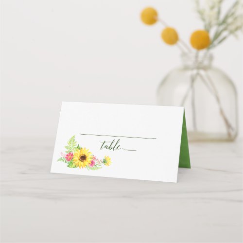 Summer Sunflower Wedding Place Card