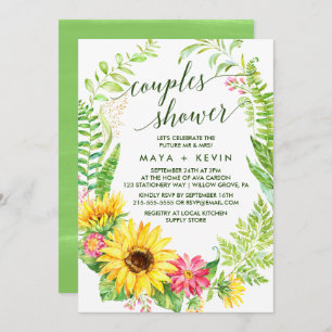 Summer Sunflower Wreath Couples Shower Invitation