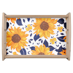 Summer Sunflower Yellow and Blue Serving Tray