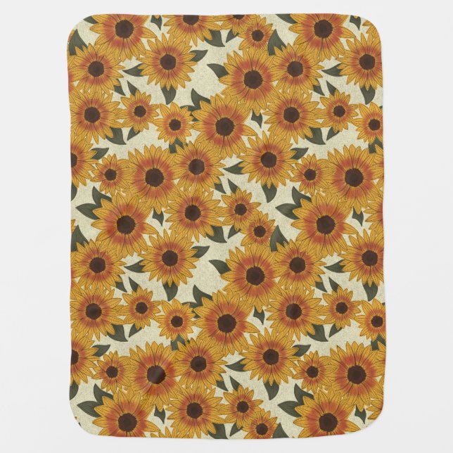 Summer Sunflowers Baby Blanket (Front)