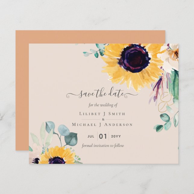 Summer Sunflowers Eucalyptus Greenery Wedding (Front/Back)