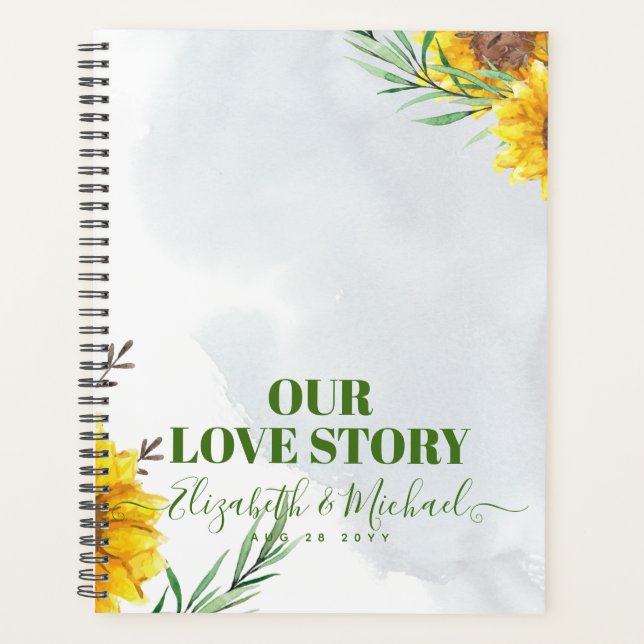Summer Sunflowers Eucalyptus Greenery Wedding Planner (Front)