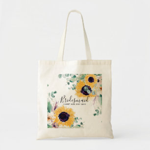 Summer Sunflowers Eucalyptus Greenery Wedding Tote Bag