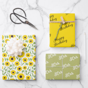Summer Sunflowers Floral Coordinated  Wrapping Paper Sheets