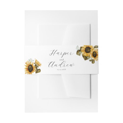 Summer Sunflowers Floral Wedding  Invitation Belly Band