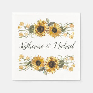 Summer Sunflowers Personalized Wedding Napkins