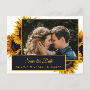 Summer Sunflowers Photo Wedding Save the Date Announcement Postcard