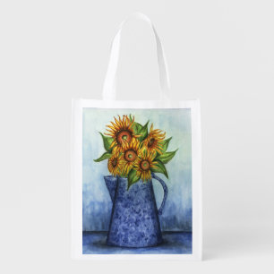 Summer Sunflowers Reusable Grocery Bag