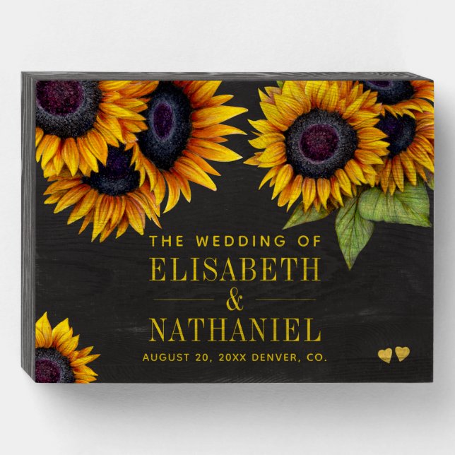 Summer sunflowers rustic wedding welcome sign (Front Horizontal)