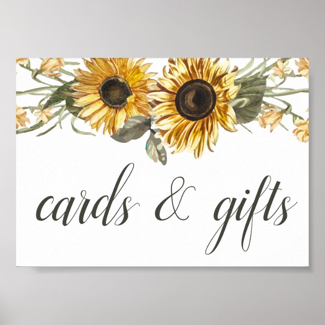 Summer Sunflowers Wedding Cards & Gifts Sign (Front)