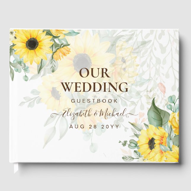 Summer Sunflowers Wedding Guest Book (Front)