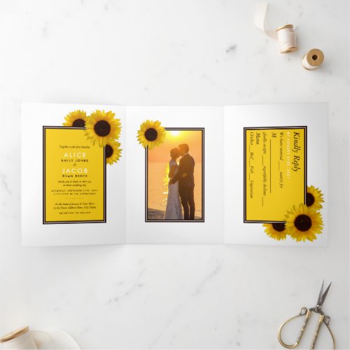 Summer Sunflowers Wedding Suite Tri_Fold Invitation