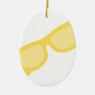 Summer sunglasses yellow hipster eyewear glasses ceramic ornament