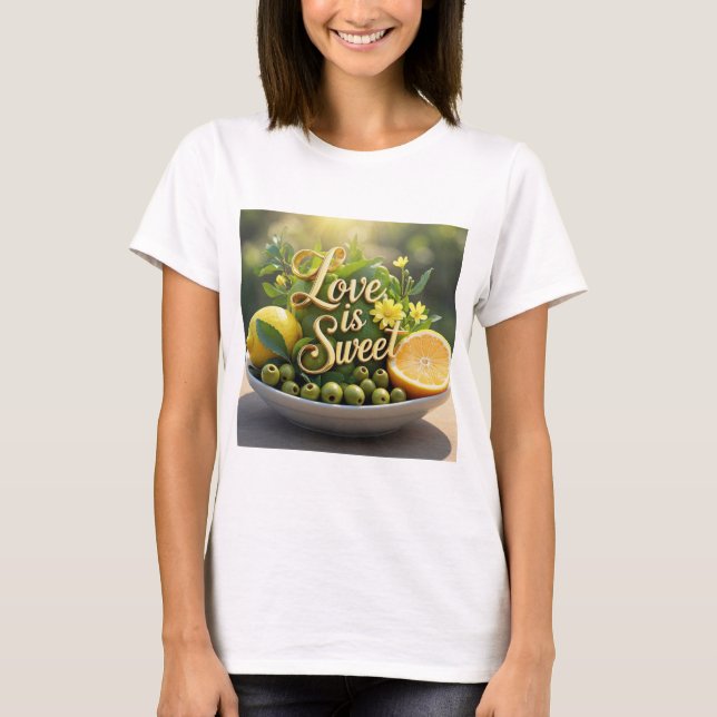 Summer sunny Lemons, olives, citrus slices  T-Shirt (Front)