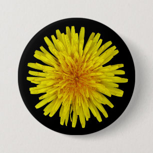 Summer Sunny Yellow Dandelion Flower on any Color Pinback Button