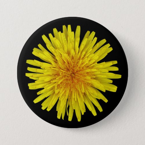 Summer Sunny Yellow Dandelion Flower on any Color Pinback Button