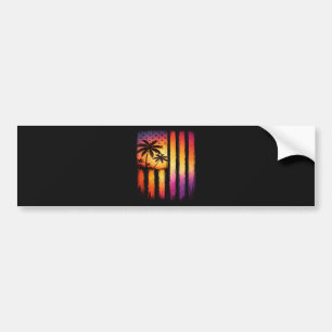 Summer Sunset American Vintage 4th Of July Bumper Sticker