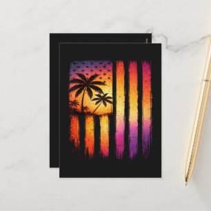 Summer Sunset American Vintage 4th Of July Holiday Postcard