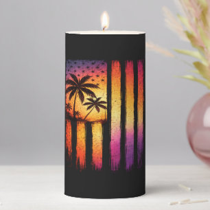 Summer Sunset American Vintage 4th Of July Pillar Candle