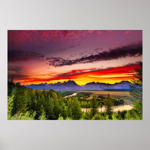 Summer Sunset at Snake River Overlook Poster