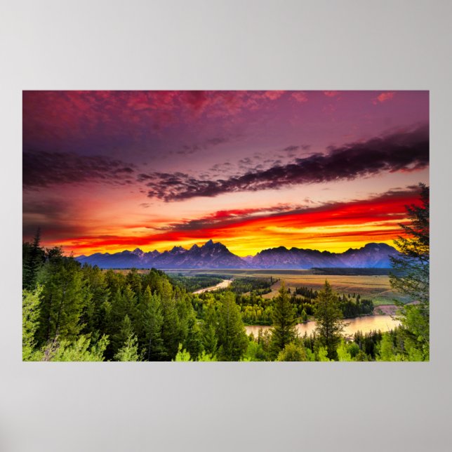 Summer Sunset at Snake River Overlook Poster (Front)