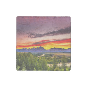 Summer Sunset at Snake River Overlook Stone Magnet