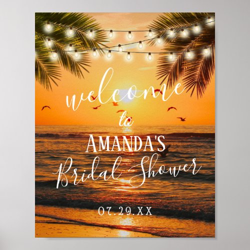 Summer Sunset Beach Bridal Shower Welcome Poster