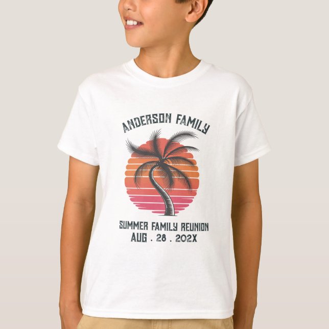 Summer Sunset Beach Palm Tree Family Reunio T-Shir T-Shirt (Front)