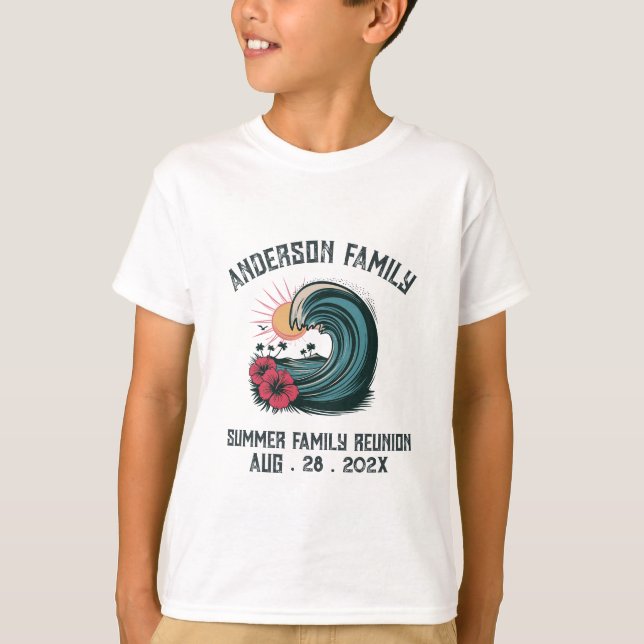 Summer Sunset Beach Palm Tree Family Reunio T-Shirt (Front)