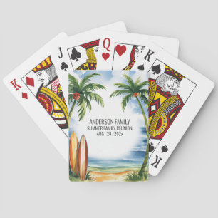 Summer Sunset Beach Palm Tree Family Reunion Poker Cards