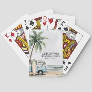 Summer Sunset Beach Palm Tree Family Reunion Poker Cards