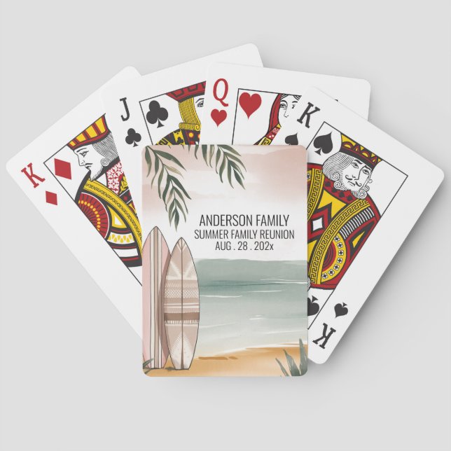 Summer Sunset Beach Palm Tree Family Reunion Poker Poker Cards (Back)