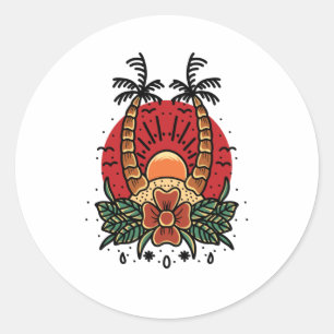 Summer Sunset Classic Round Sticker