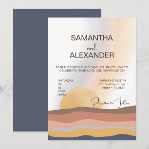Summer Sunset Coastal Beach Wedding Invitation