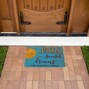 Summer Sunset Family Name Fiber Doormat