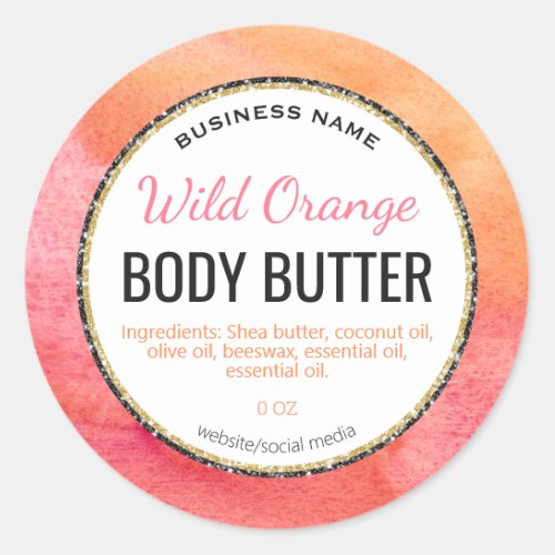 Summer Sunset Glitter Body Butter Labels