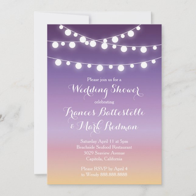 Summer Sunset Lights Bridal Wedding Shower Invitation (Front)