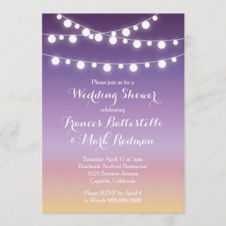 Summer Sunset Lights Bridal Wedding Shower Invitation