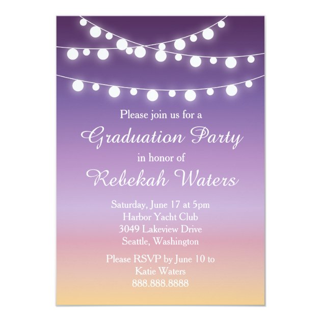 Summer Sunset Lights Graduation Party Invitation
