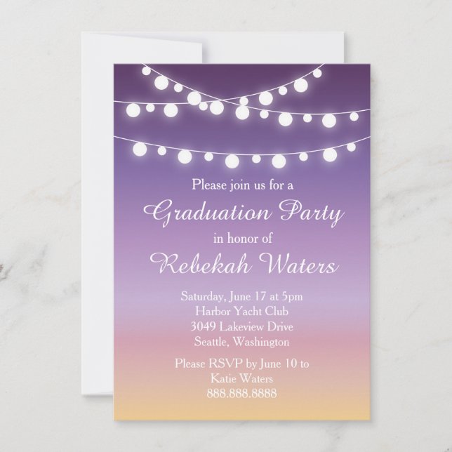 Summer Sunset Lights Graduation Party Invitation (Front)