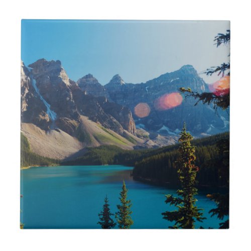 Summer Sunset  Moraine Lake Canada Ceramic Tile