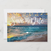 Summer Sunset Ocean Tropical Beach Wedding Save The Date (Front)