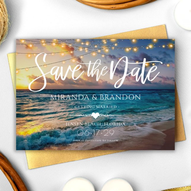 Summer Sunset Ocean Tropical Beach Wedding Save The Date