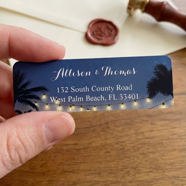 Summer Sunset Palm Beach String Lights Label (Creator Uploaded)