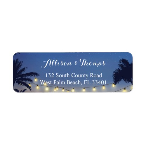 Summer Sunset Palm Beach String Lights Label