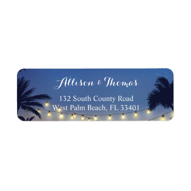 Summer Sunset Palm Beach String Lights Label