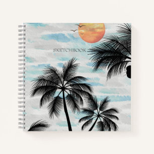 Summer Sunset Palm Tree Sketchbook Notebook