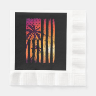 Summer Sunset Palm Trees American Flag Cool Spring Napkins